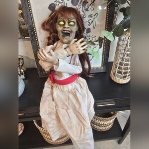 32" Tall Grim Girl Doll Halloween Prop Motion-Activated Spooky Creepy Decoration